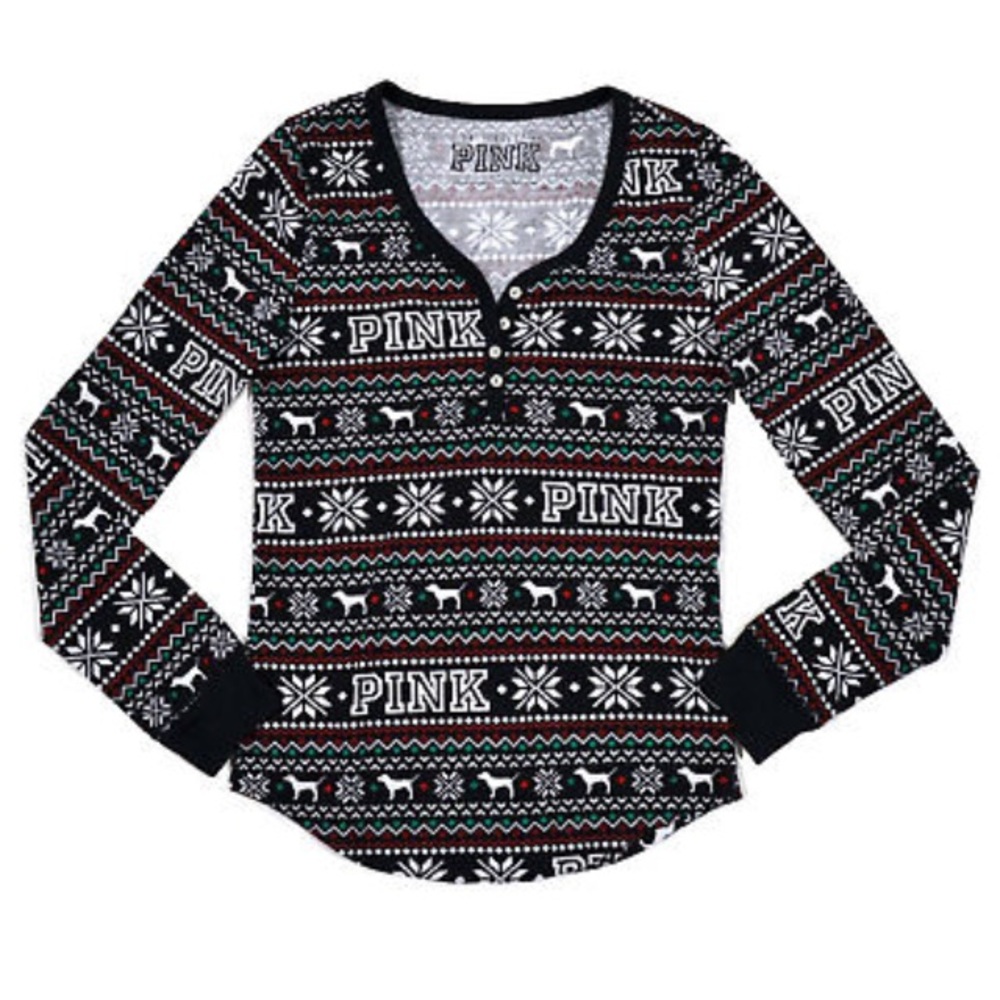 VS PINK Fair Isle Dog Print Sleep Shirt